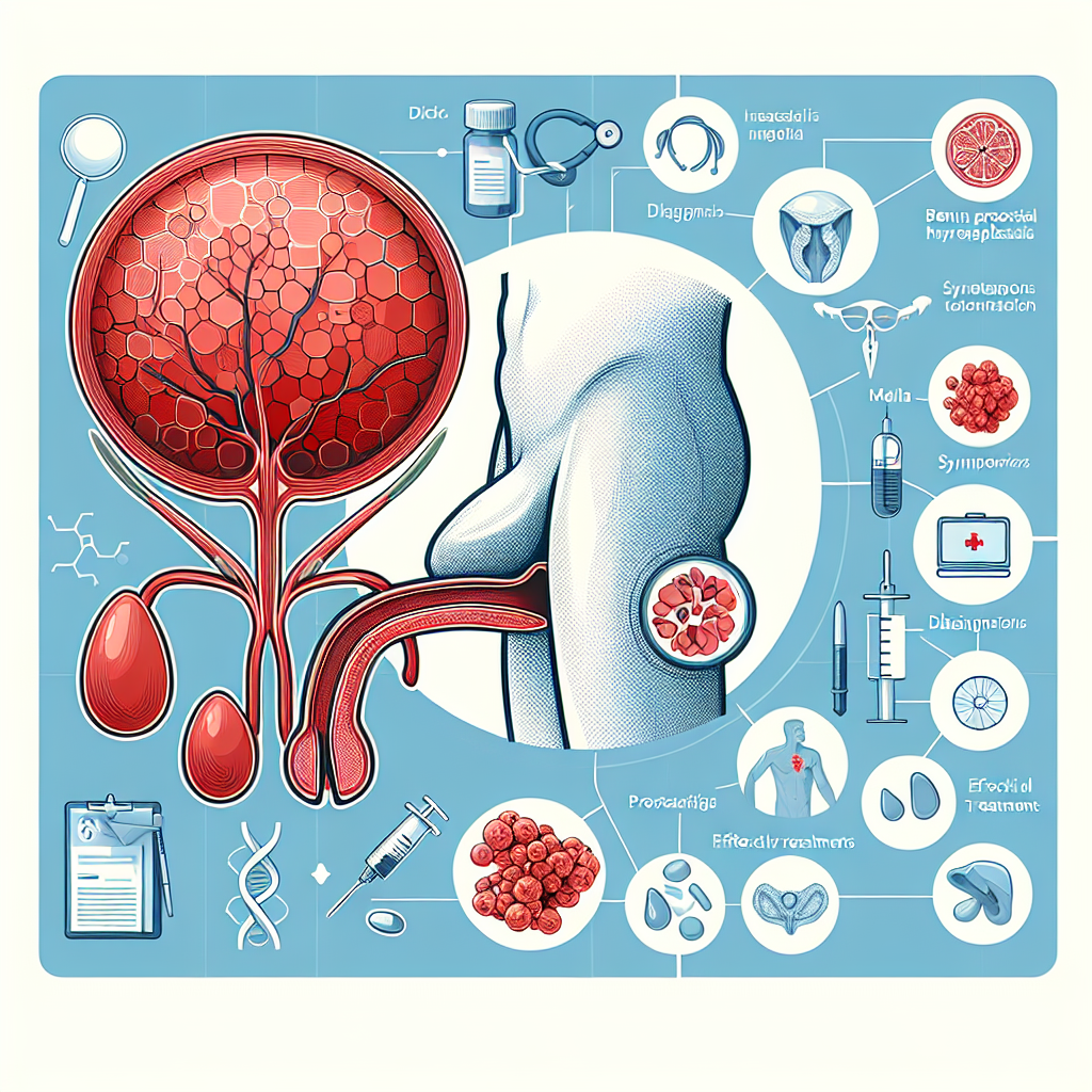 Diagrama medicală a prostatei, comparând o prostată sănătoasă cu cea afectată de BPH și prostatită.