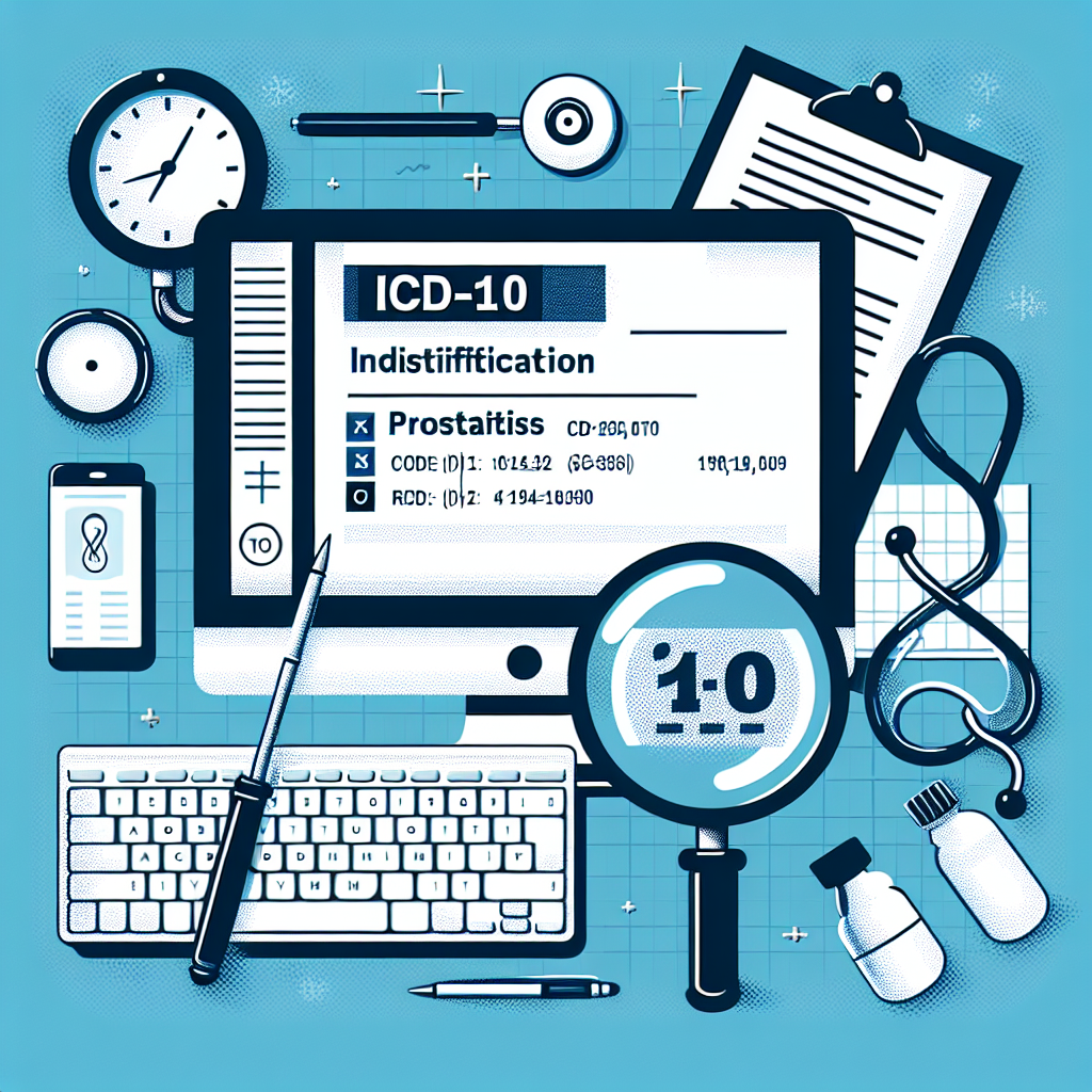 Diagramă medicală ilustrând simptomele prostatitei și codul ICD-10 asociat pentru diagnosticare.