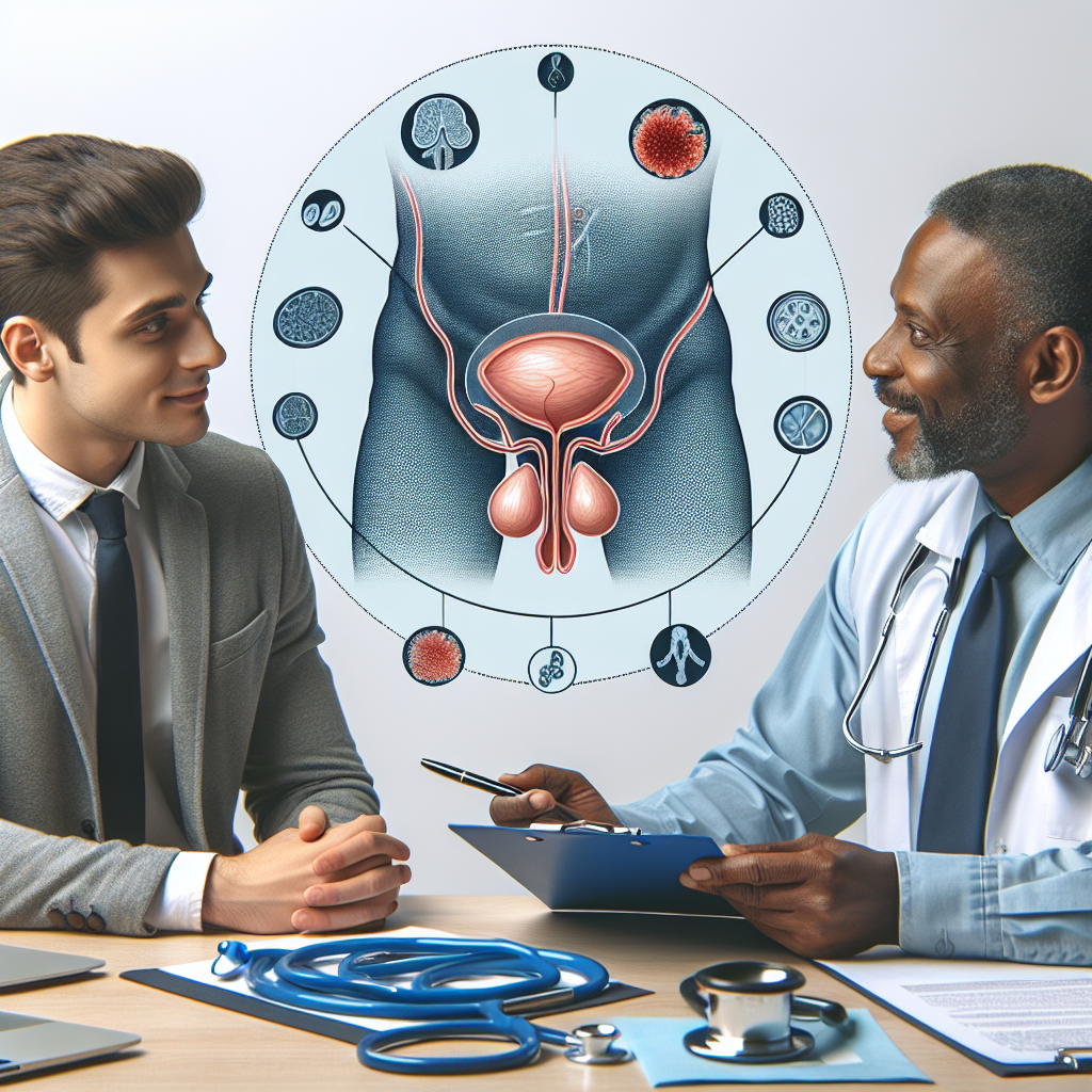 Ilustrare detaliată a prostatei și a zonei pelviene, evidențiind aspecte legate de prostatită: simptome, diagnostic și tratament.