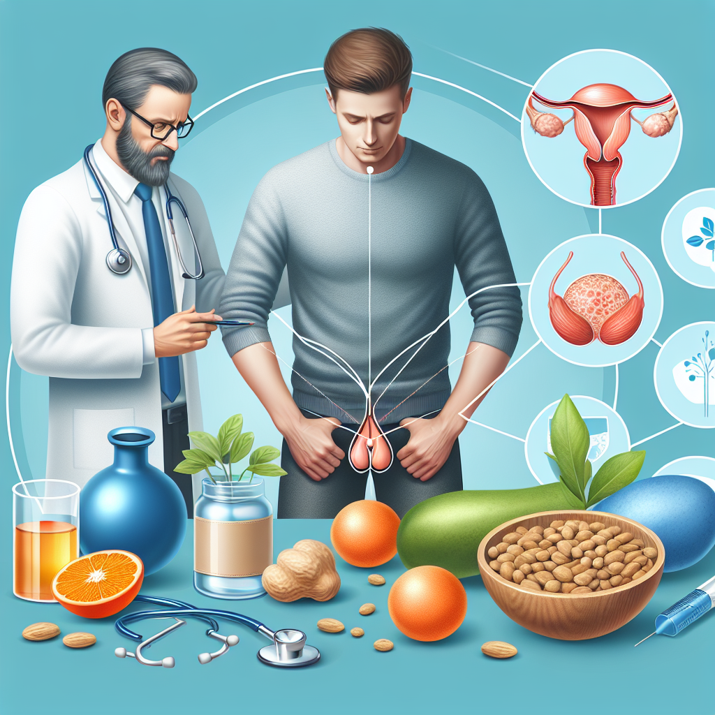 Ilustrarea realistă a tratamentului prostatitei cronice, incluzând diagnosticul și opțiunile de tratament.