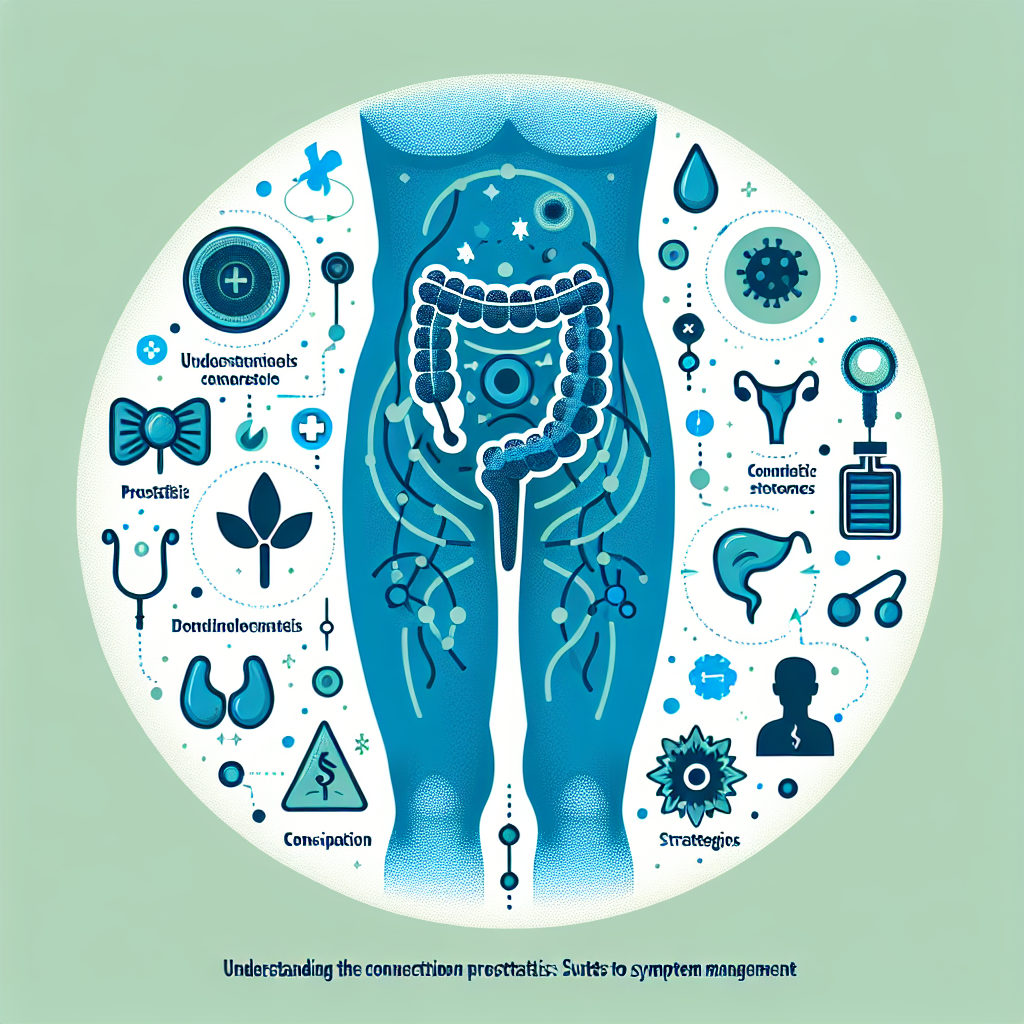 Imagine reprezentând legătura dintre prostatită și constipație, ilustrând strategiile de gestionare și ameliorare a simptomelor.