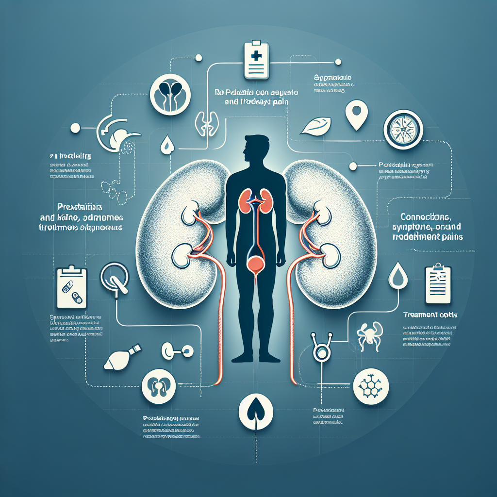 Ilustrație a legăturii dintre prostatită și durerea renală, arătând simptomele și tratamentele posibile